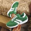 Women Striped Retro Casual Sneakers Lightweight Soft Sole Walking Shoes, Breathable Low Top Flats Lace Up Fashion Athletic Trainers, Non Slip