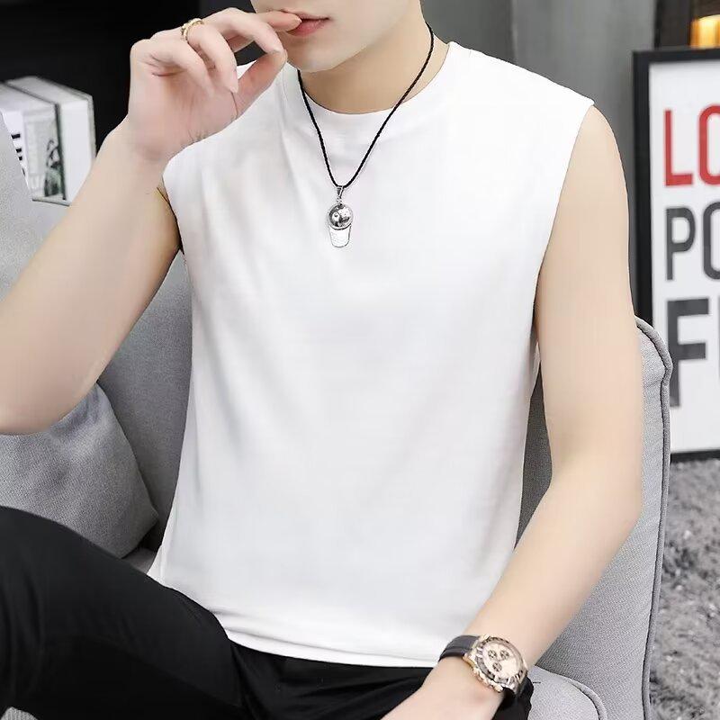 Herren Einfarbiges Ärmelloses Weste - Trendiges Breitärmeliges Fitness-Shirt