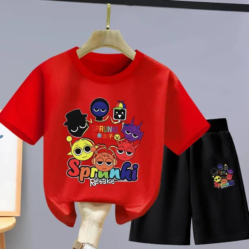Summer 3D Print Child Ren's Set New Style Girls' Short Sleeves and Shorts Boys' Two-piece Set