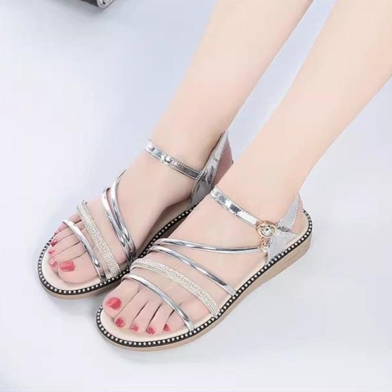 Woman Shoes Roman Style Open Toe Gold Sandals for Women Wedges Heel Original Low Price Asian Size Luxury 2025 Trending on Offer