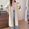 Lazy Wind Medium and Long Sweater Jacket Autumn and Winter New Button Temperament Thin Knitted Cardigan