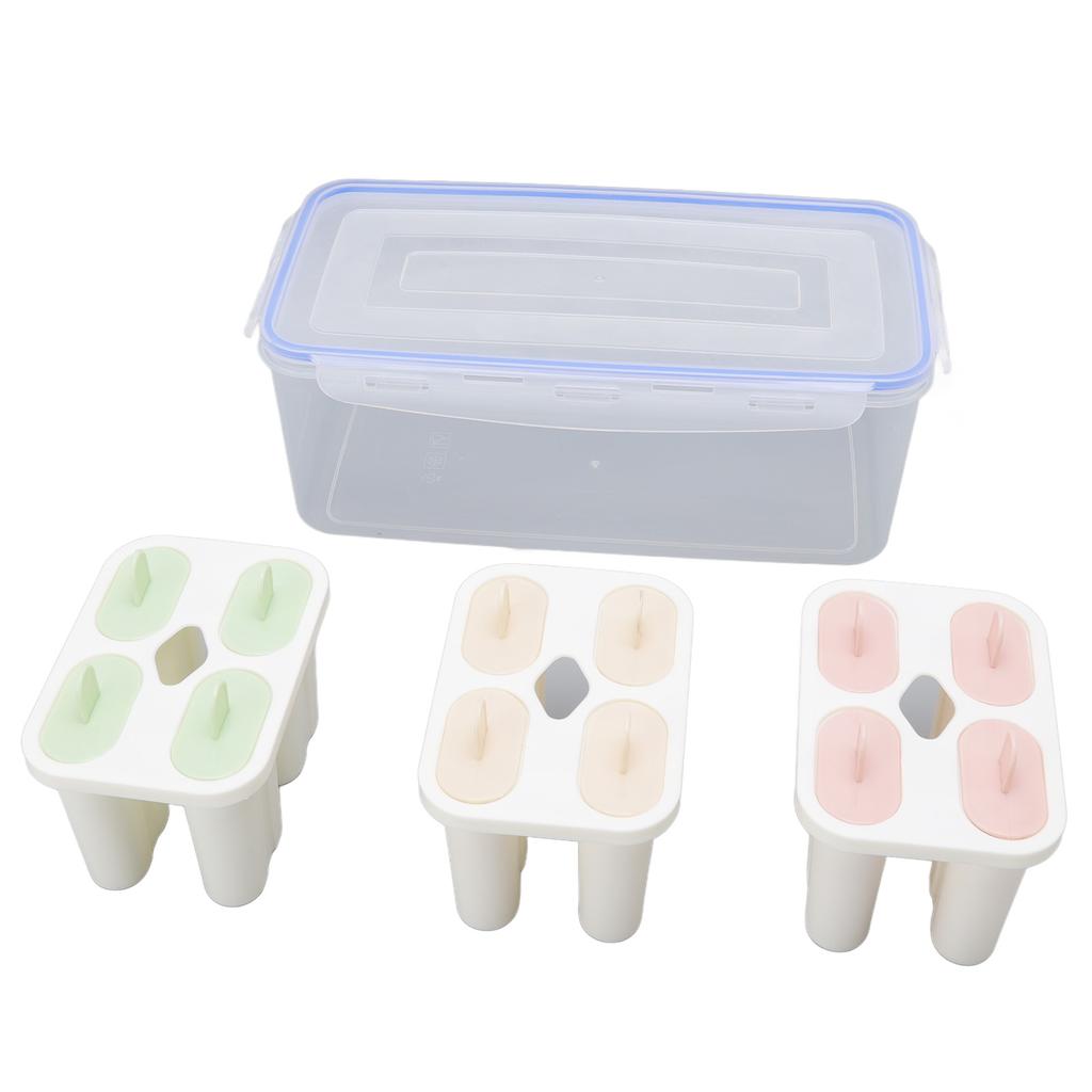3pcs Ice Lolly Stick Molds PP Food Grade Reusable 12 Sticks Ice Cream Maker for Milk Yogurt Pudding