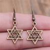 Vintage Neue Mode Einfach Judentum Menora Davidstern Charmante Hängeohrringe Für Dame Damen Schmuck Geschenk