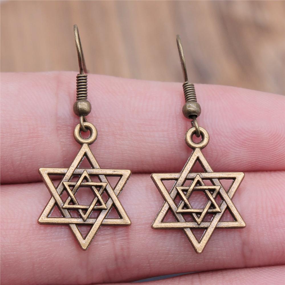 Vintage Neue Mode Einfach Judentum Menora Davidstern Charmante Hängeohrringe Für Dame Damen Schmuck Geschenk