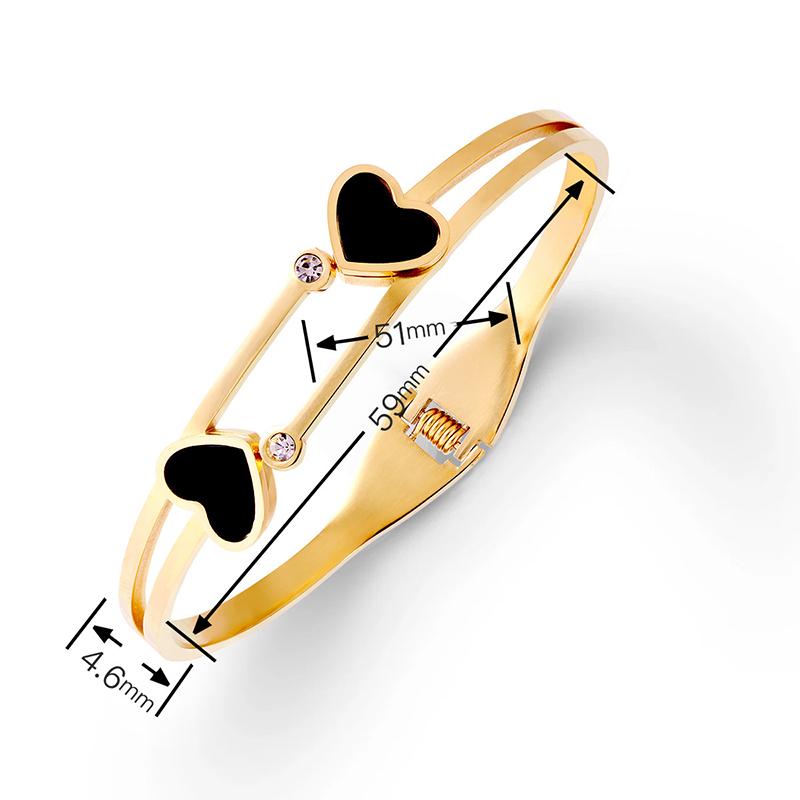 Titanium Steel Heart Bracelet Romantic Aesthetic Gold Color Rhinestones Geometry Romantic Hand Jewellery Party Gift