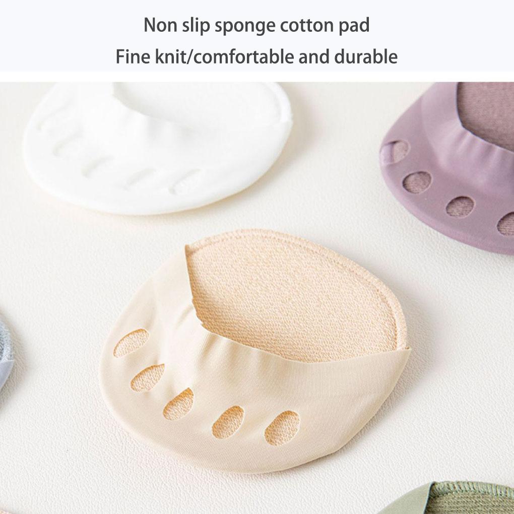 1 Pair Women Summer Cotton Forefoot Sock Girls Breathable Toe Pad Ladies Walking Reusable Toes Cushion Footwear