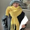 Women Winter Scarf Thickened Wide Long Tassel Solid Color Cozy Windproof Cold Resistant Soft Lady Decorative Scarf Neck Wrap