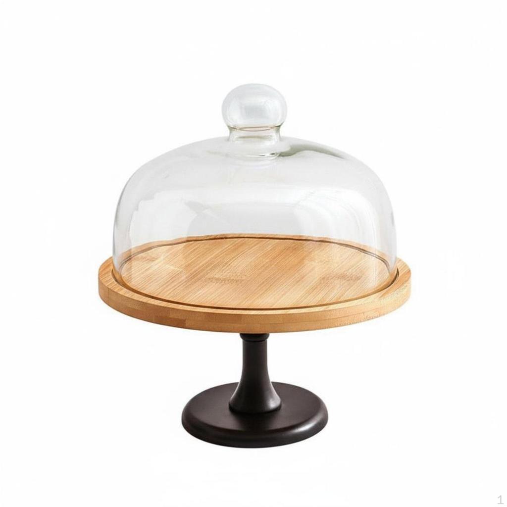 Cake Stand with Transparent Cover Rotating Option Dome Lid Dustproof Pedestal