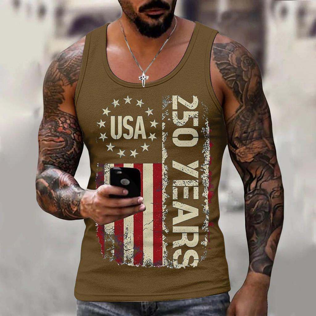 Men 4th Of Shirts USA Muscle Sleeveless Shirt Patriotic Tank Tops