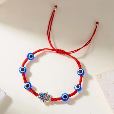Handmade Braided Lucky Red Rope Bracelets for Women Men Turkish Blue Evil Eye Palm Pendant Bracelets Amulet Friendship Jewelry