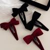 Minimalist Bowknot BB Clip Wine Red Barrettes Autumn Winter Side Clip Bang Clip Cropped Hair Pin Barrettes Headdress