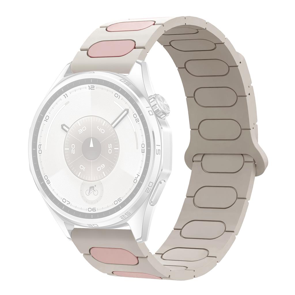 22mm Oval Design Magnetic Strap for Huawei Watch GT 6 Pro 46mm/Oppo Watch X/X2/4 Pro Silicone Watch Band Dual Color