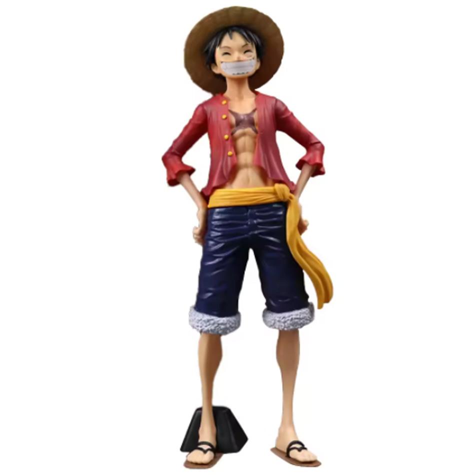 In Stock 27cm One Piece Anime Figure Confident Smiley Luffy Three Form Face Changing Doll Action Figurine Model Toys Kits