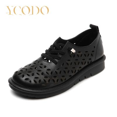 Piele de vară pentru femei, scobită, anti-alunecare, talpă moale, pantofi casual confortabili, respirabili