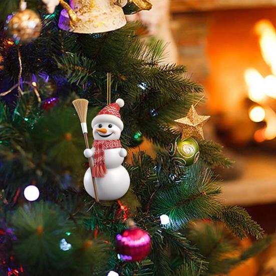 5Pcs Christmas Snowman Ornaments 2D Acrylic Snowman Pendants Cute Cartoon Snowman Decoration for Christmas Tree Mantel Backpack Car Interior