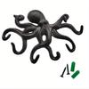 Heavy Duty Octopus Key Holder for Wall Cast Iron Hooks with 6 Tentacles Rustic Decorative Towel Coat Mounted Organizer