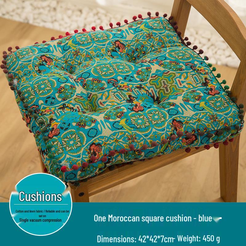 Cross-Border Ethnic Style Retro Floor Cushion: Thickened Square Tatami Seat, Cotton/Linen Fabric for Living Room or Bedroom.