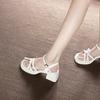 Summer New Thick Heel Fashion Versatile Open-toed Sandals Women's Bow Word with High-heeled Sandals