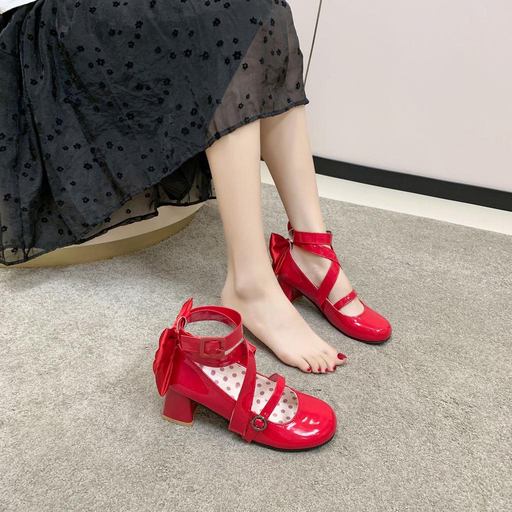 Lolita Spot Unai Miss Cute Generating Girly Original Lolita Everyday Elegant Round Head Medium Heels