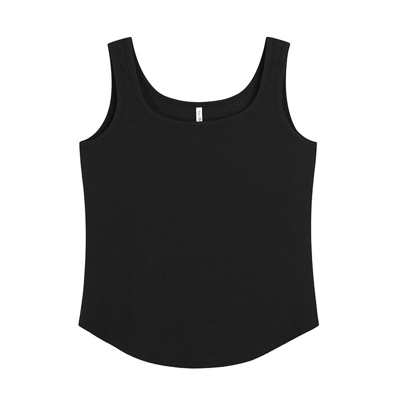 

Трикотажная майка с большим U-образным вырезом для женщин — размер плюс, закрывающая грудь по бокам, изогнутый подол 2XL (suggested for 70-80 kg)