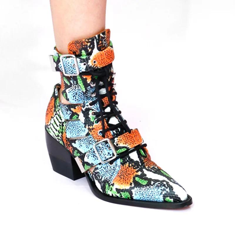 Fashion Brand Fashion Show Genuine Leather Hollow Out Women's Cool Boots Belt Buckle Pointed 6cm High Heels Fashion European American