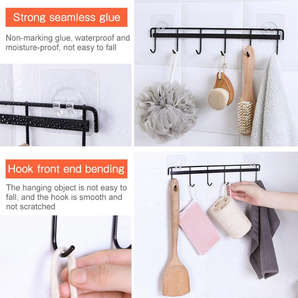 Kitchen Rail Rack Wall-mounted Tableware Hanger Hanger Hook Free Punching Kitchen Tools