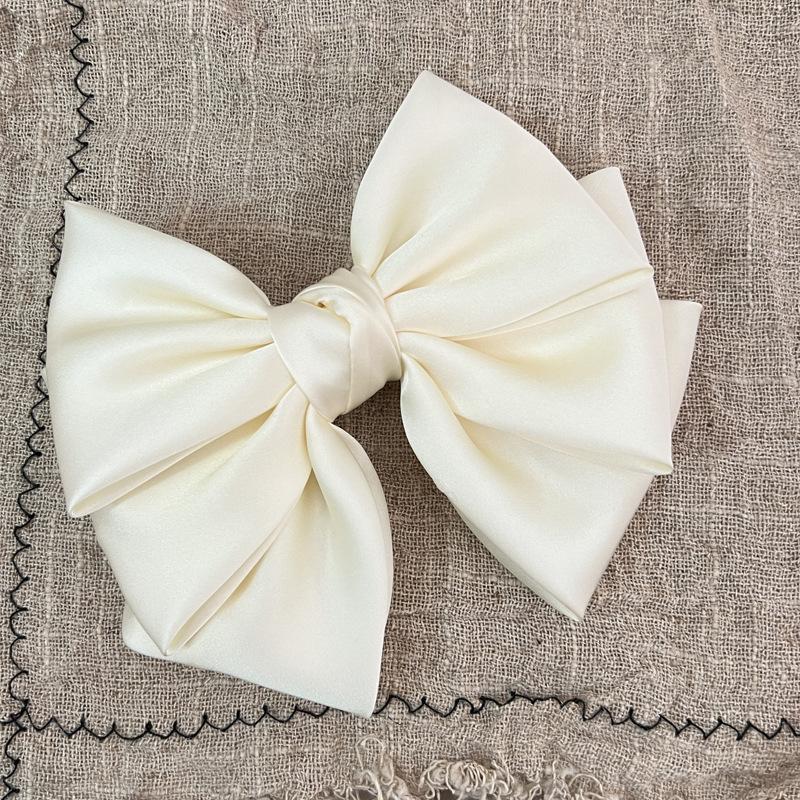 Female Satin Bow Hairpin Ponytail Clip Two-layer Bowknot Ribbon Spring Clip Temperament Accessories Korean Fashion Elegant