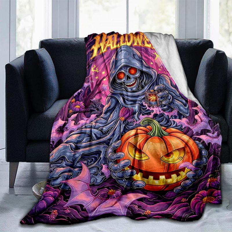 1pc Halloween Theme Cartoon Blanket  Soft Throw for Home Decor, Gift Idea, Living Room, Travel, Camping, Car Blankets