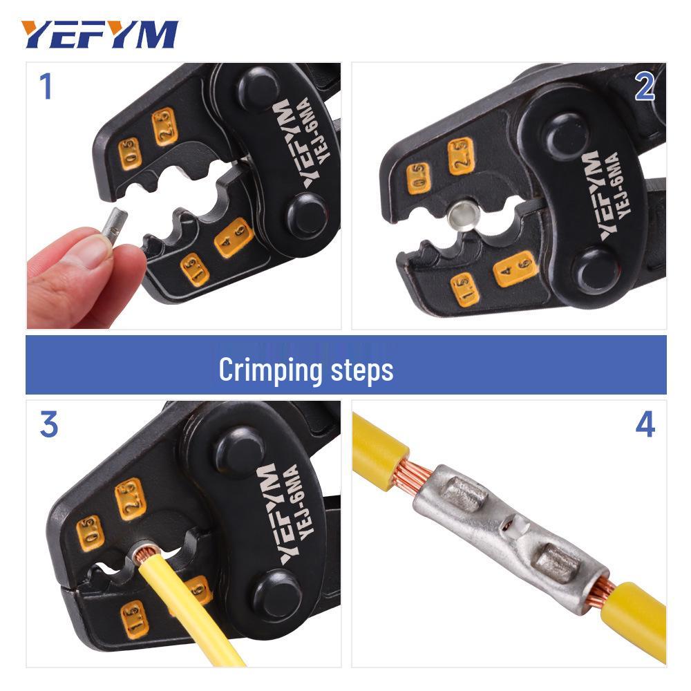 YEJ Multi-functional Japanese Style Ratchet Crimping Pliers for Pre-insulated and Bare Terminals