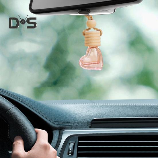 6 ml nachfüllbare Parfümflasche fürs Auto, Dekoration, bunt, Liebe, Herzform, Holzdeckel, Klarglas, Aromatherapie, ätherisches Öl, leere Flasche, hängender Anhänger