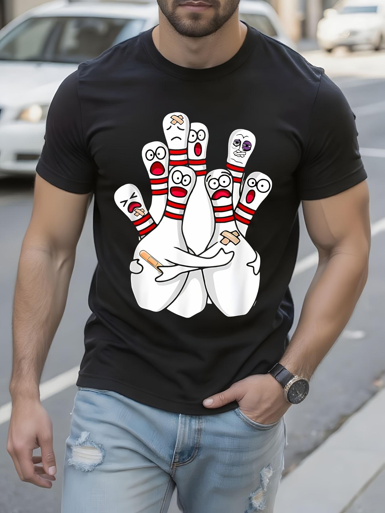 Funny Tshirt Funny Bowling Graphic Tshirt - Black Shirt w... M