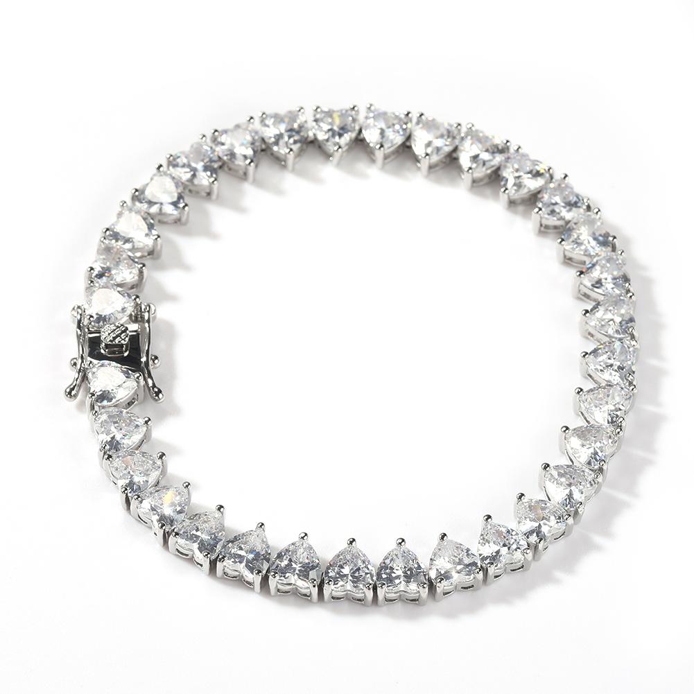 New Heart Shaped CZ Tennis Chain  Bling Delicate Bracelet Women Men Iced Out Bling Jewelry