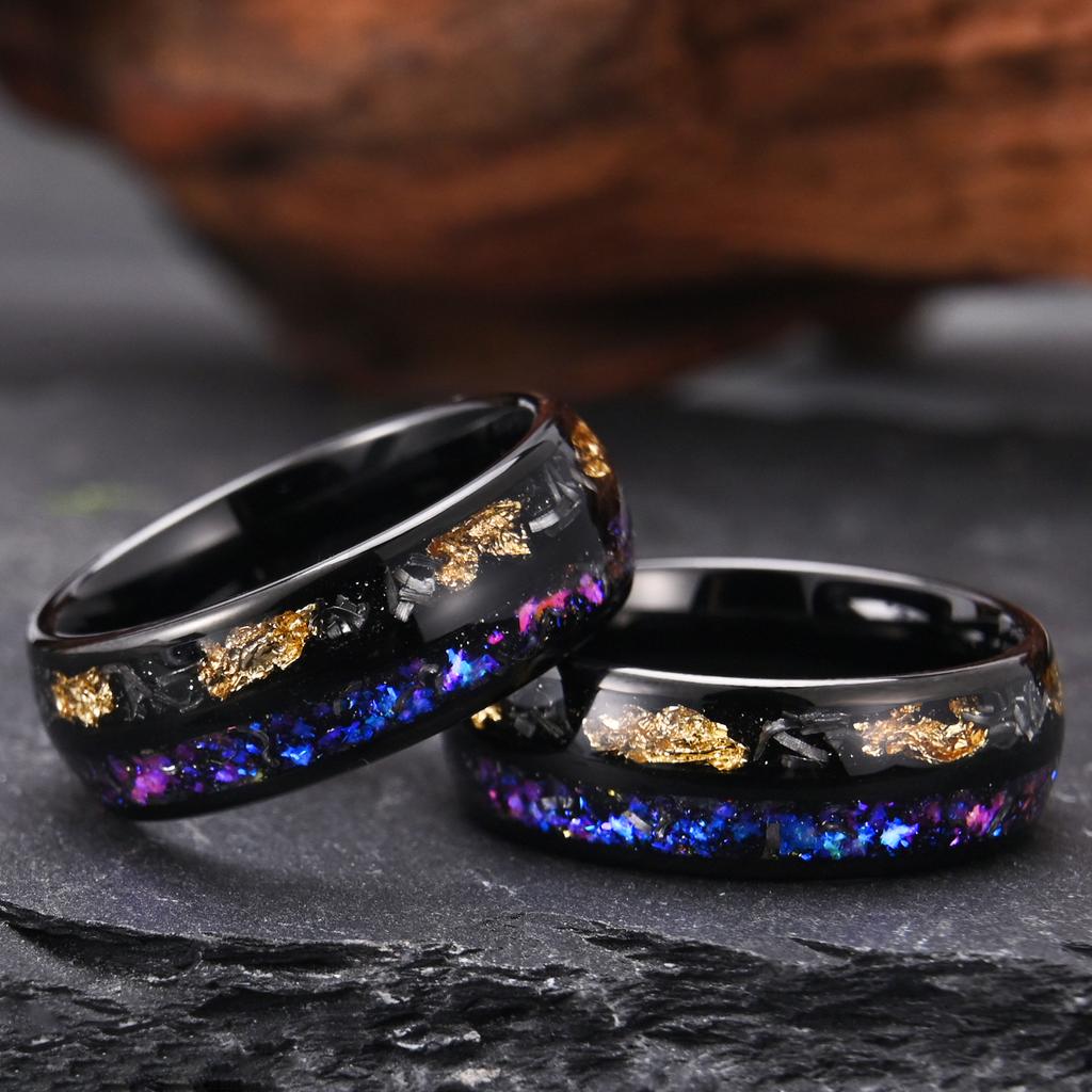 8MM Galaxy Tungsten Carbide Rings Anillos Bague Homme Pareja De Compromiso  Jewelry Men's Wedding Bands Engagement Rings