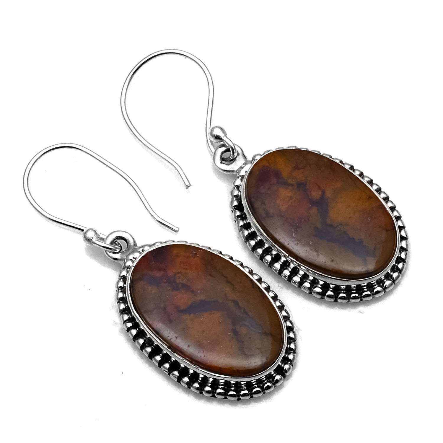 

Jasper Gemstone Earrings Solid 925 Sterling Silver Handmade Earrings Jewelry Gift For Women And Girls E-1375