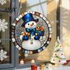 Decorative Hanging Signs for Winter Christmas 2D Acrylic Ornaments, Stained Glass Style Snowman Santa Snowflake Xmas Theme Boards Window Hanger