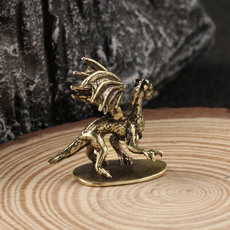 Massives Messing Warcraft Pterosaurier Drache Kleine Statue Desktop Ornament Mythische Bestie Figuren Retro Heim Feng Shui Dekoration