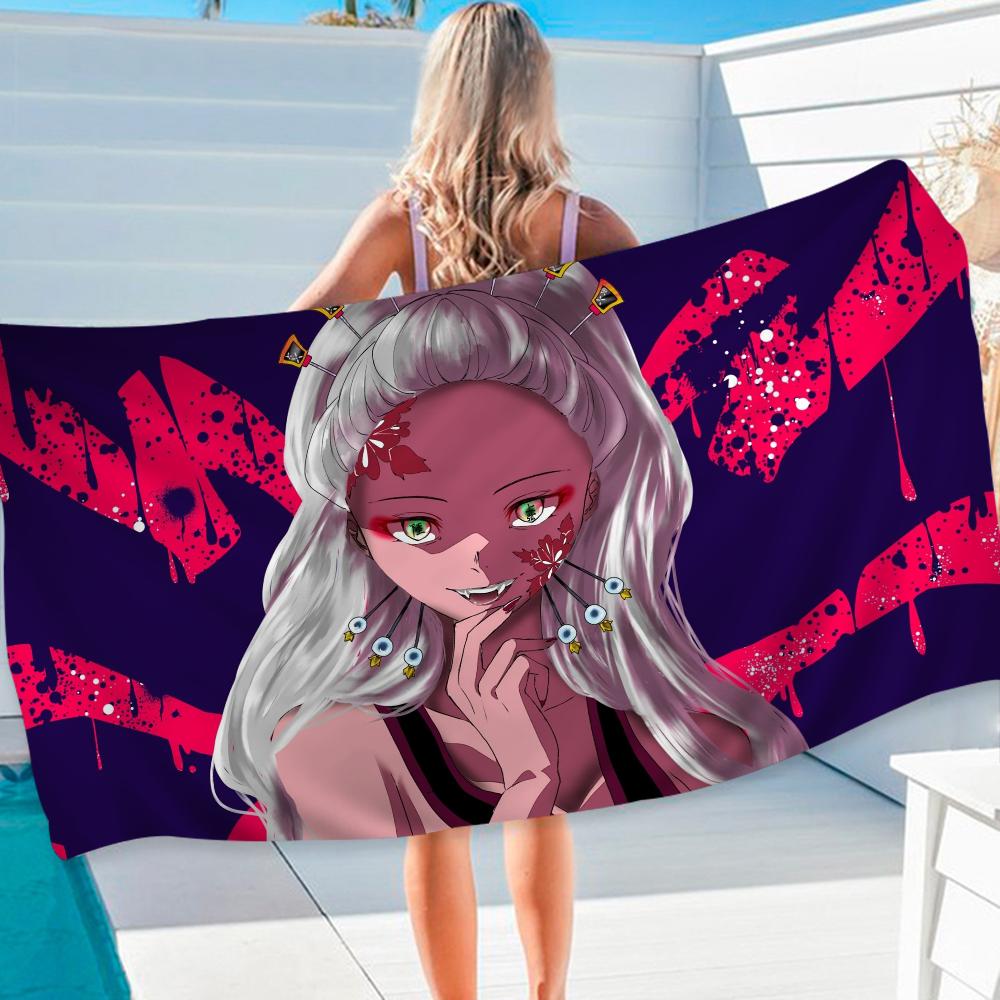Demon Slayer Daki Hippie Beach Towel Cartoon Cute Summer Kids Large Bath Pool Beach Towel Absorbent for Swimming Travel