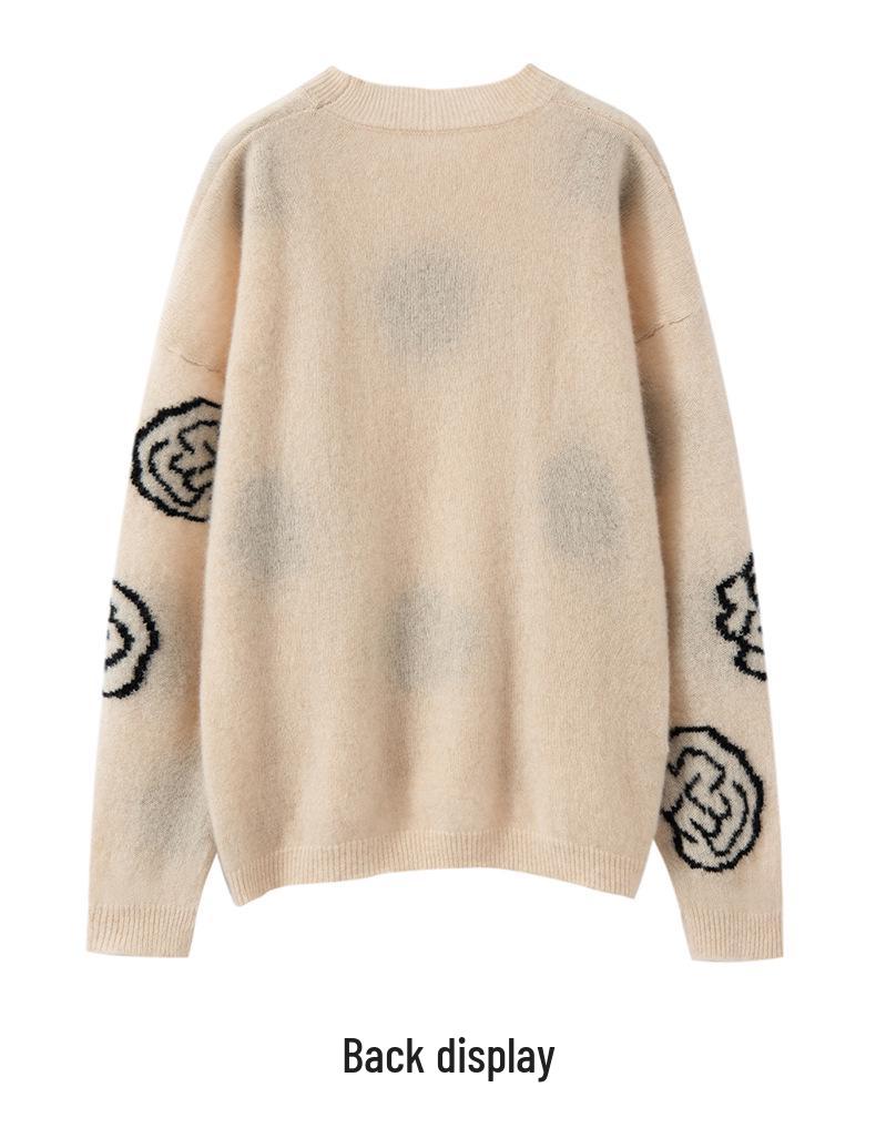 Women's 100% Pure Cashmere Loose Fit Round Neck Sweater - Versatile, Slimming Pullover for Autumn/Winter