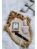 European American Retro Gold Embossed Hollow Wall Mirror Frame