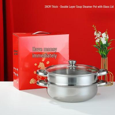 Thickened Stainless Steel Steamer & Soup Pot
