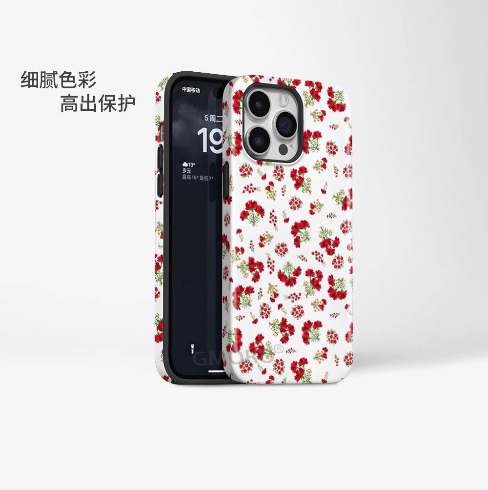 [MagSafe Magnetic Suction] Girl's Heart Red Floral Apple 15/16promax Mobile Phone Case Frosted Case