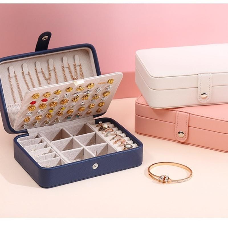 Jewelry Box Portable Storage Organizer Earring Rings Holder Pu Leather  Large Capacity Women Jewelry Display Travel Case