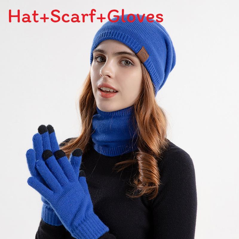 Knitted Winter Hat Scarf Gloves Set With Breathable Warmth For Teen Adults