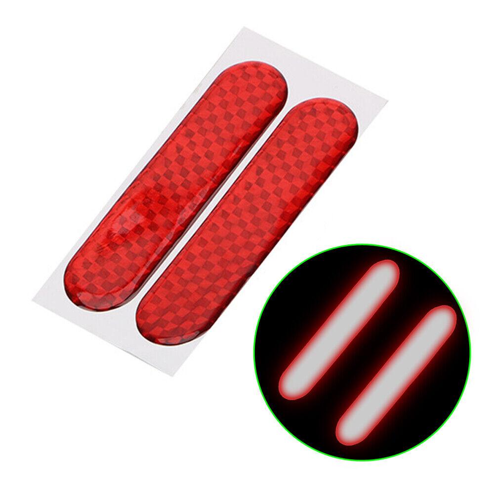 2PCS Reflective Safety Warning Strip Tape Car Door Bumper Reflector Stickers Red