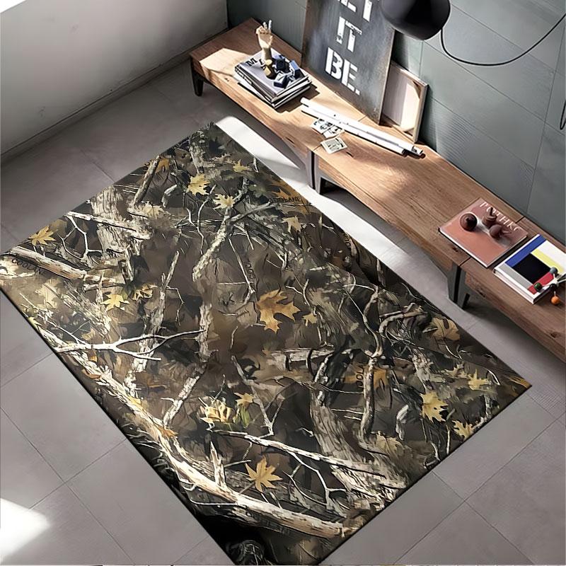 Camouflage Forest Pattern Carpet Suitable As a Non-slip Mat for the Living Room or Bedroom Sofa
