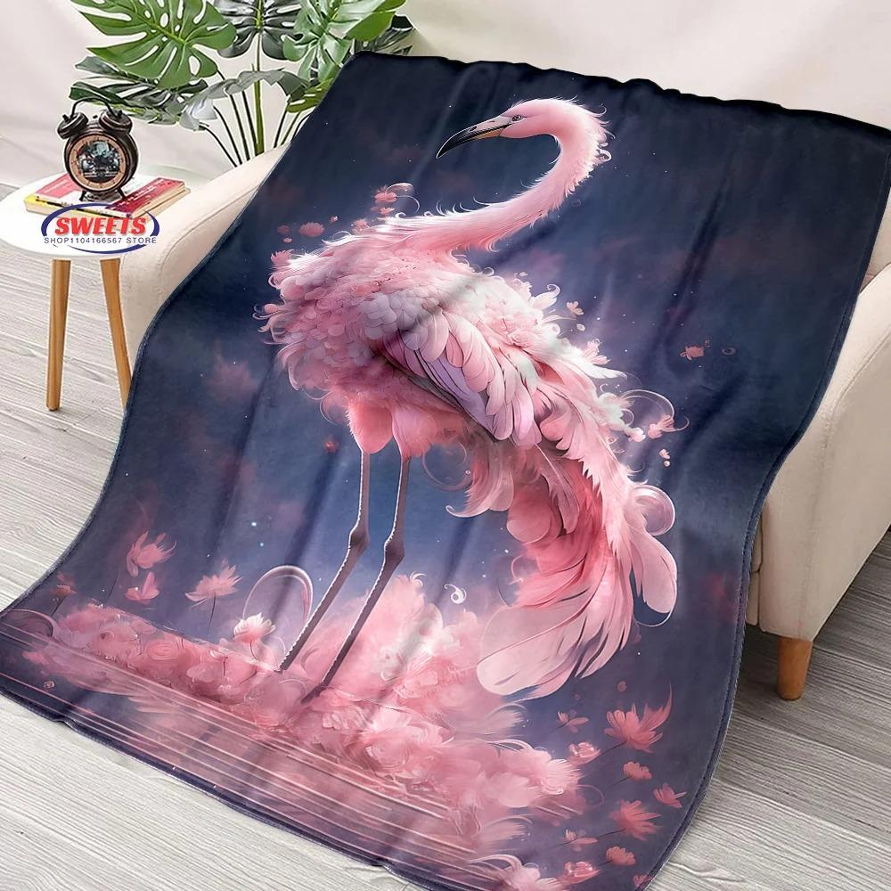 Beautiful Pink Flamingo Cartoon Soft Blanket for Bed Bedroom Sofa Picnic, Throw Blanket for Cover Outdoor Leisure Trip Nap Gifts
