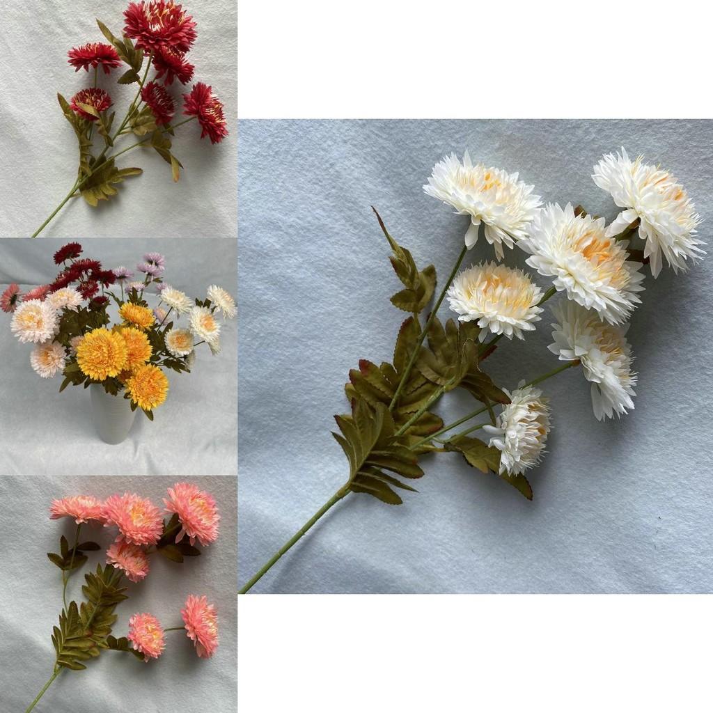 Realistic Silk Chrysanthemum Floral Stems For Banquet Hall Home Decoration
