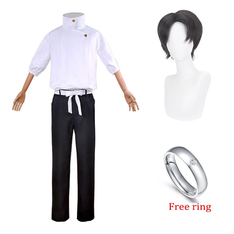 Anime Okkotsu Yuta Cosplay Jujutsu Kaisen Cosplays Costume Okkotsu Yuta Uniforme Vestiti Bianchi Parrucca Anello Halloween Cos per Uomo