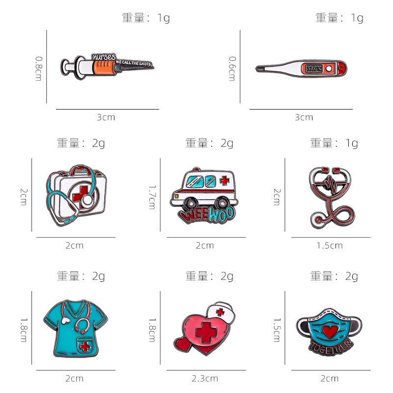Medical Series Metal Cartoon Brooch Stethoscope ECG Ambulance Medical Badge