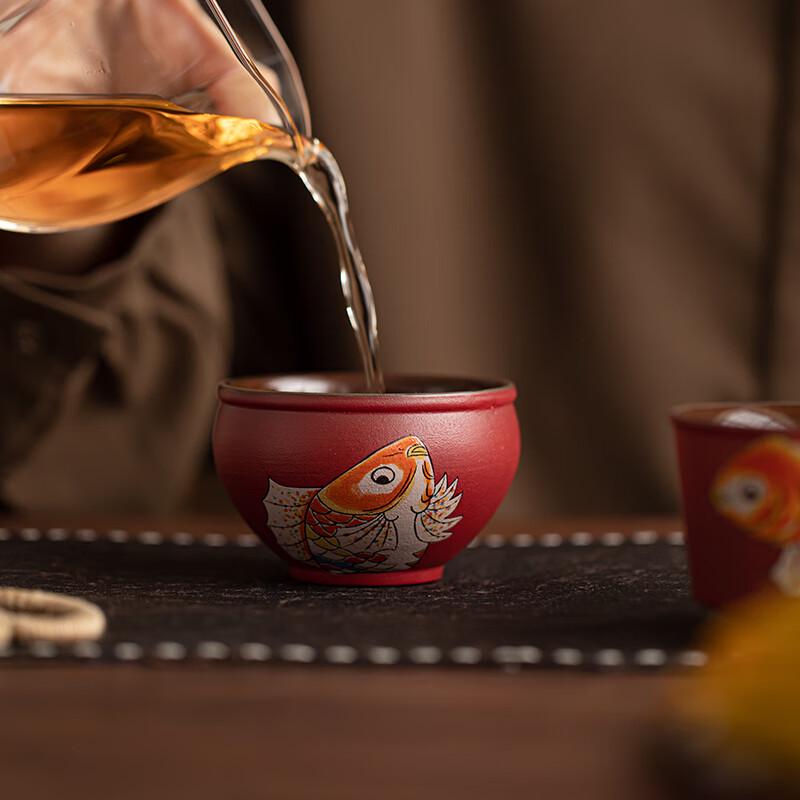 National Tide Forbidden City Red Ceramic Tea Cup Gift Set